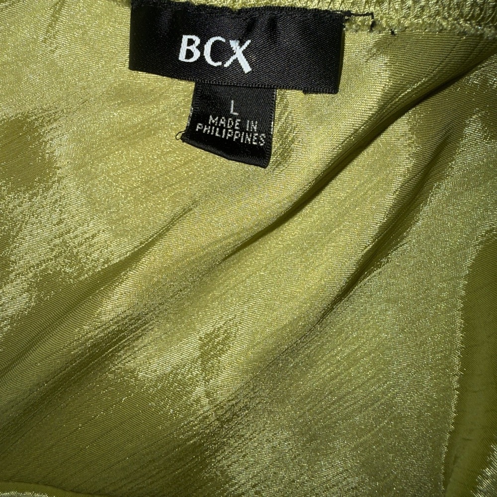 Y2K Babydoll BCX Metallic Satin Chain Detail Camisole Olive Green L Milkmaid - Picture 5 of 13